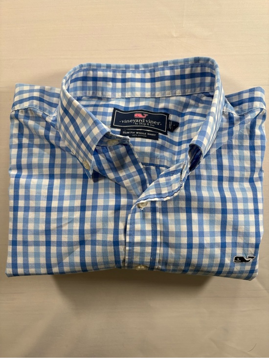 Vineyard Vines Other - Vineyard Vines Mens Large Slim Fit Whale Shirt Blue White Gingham Button Down